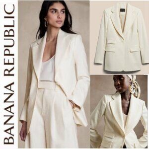 BANANA REPUBLIC CREAM LIDO Sculpted Italian Wool BLAZER - Size 14